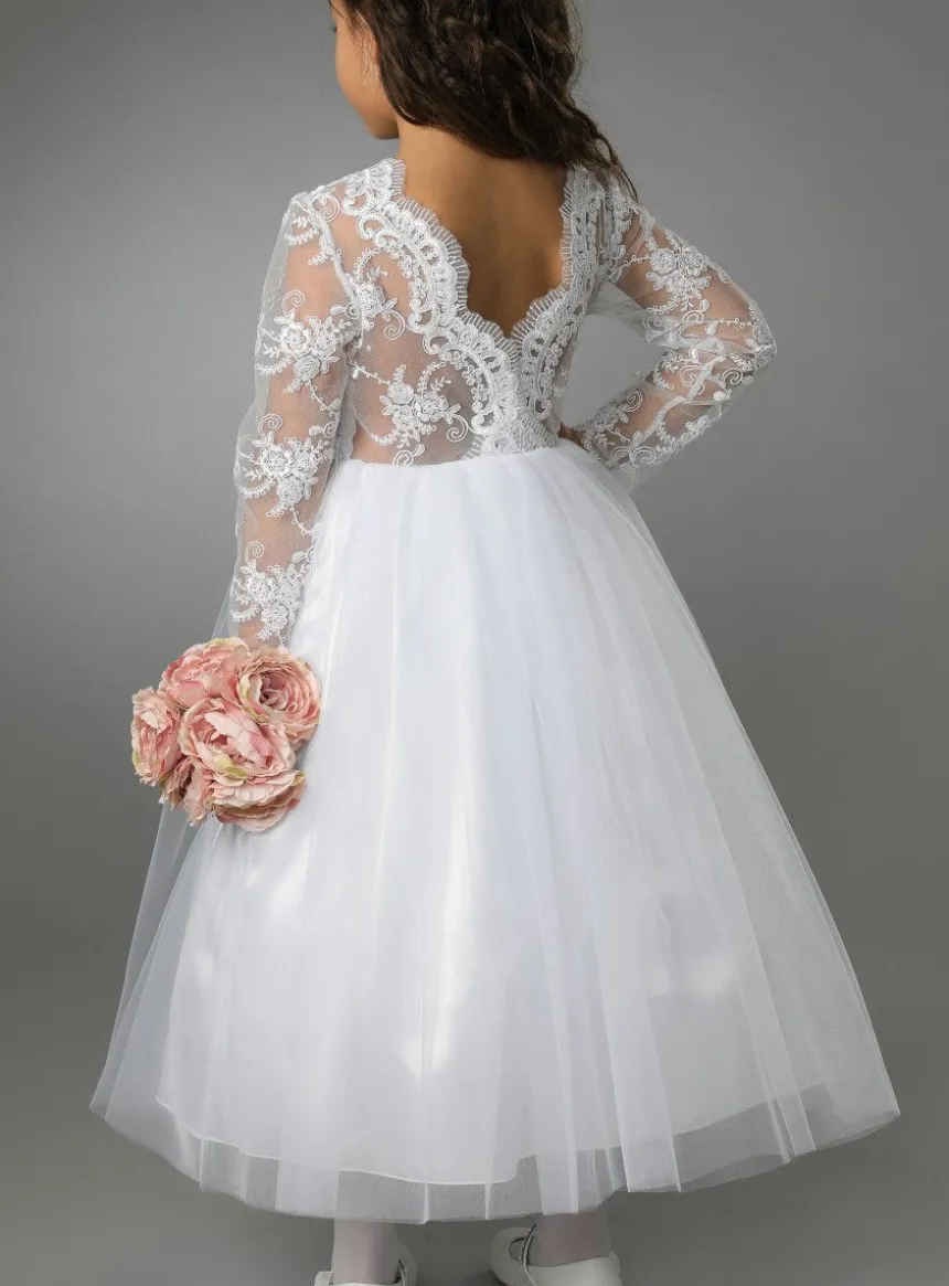 Robe cérémonie fille dentelle V au dos