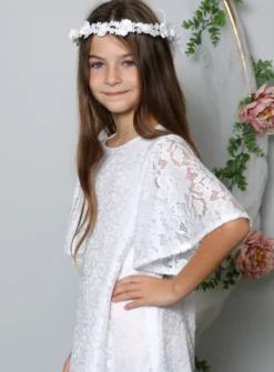 Robe cérémonie fille en dentelle blanche