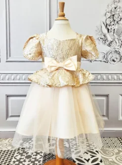 Robe cérémonie fille princesse dorée