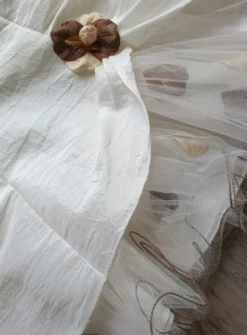 Robe cérémonie fille Pétale ivoire bandeaux choco Marron 6 mois