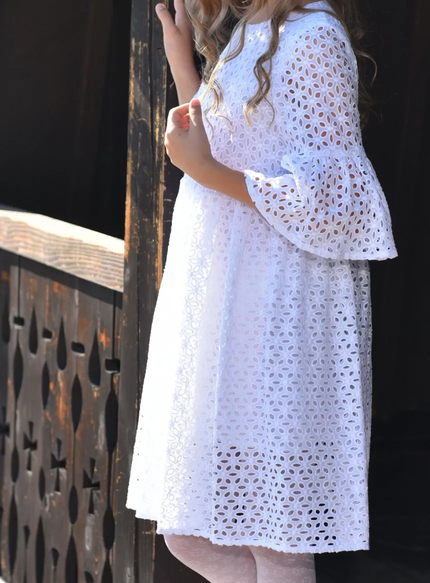 Robe cérémonie fille Tess dentelle blanche