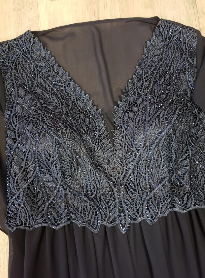 Robe cérémonie longue femme grande taille cape mousseline