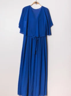 Robe cérémonie longue femme grande taille cape mousseline