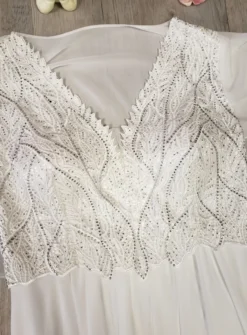 Robe cérémonie longue femme grande taille cape mousseline