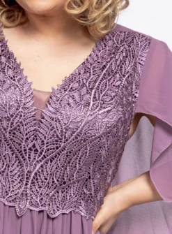 Robe cérémonie longue femme grande taille cape mousseline
