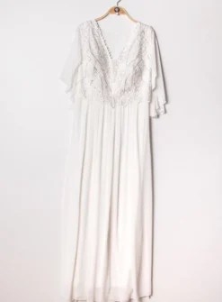 Robe cérémonie longue femme grande taille cape mousseline