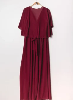 Robe cérémonie longue femme grande taille cape mousseline