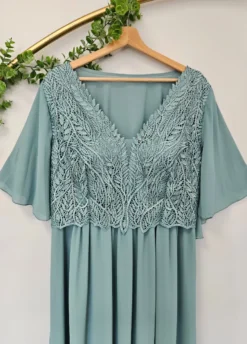 Robe cérémonie longue femme grande taille cape mousseline