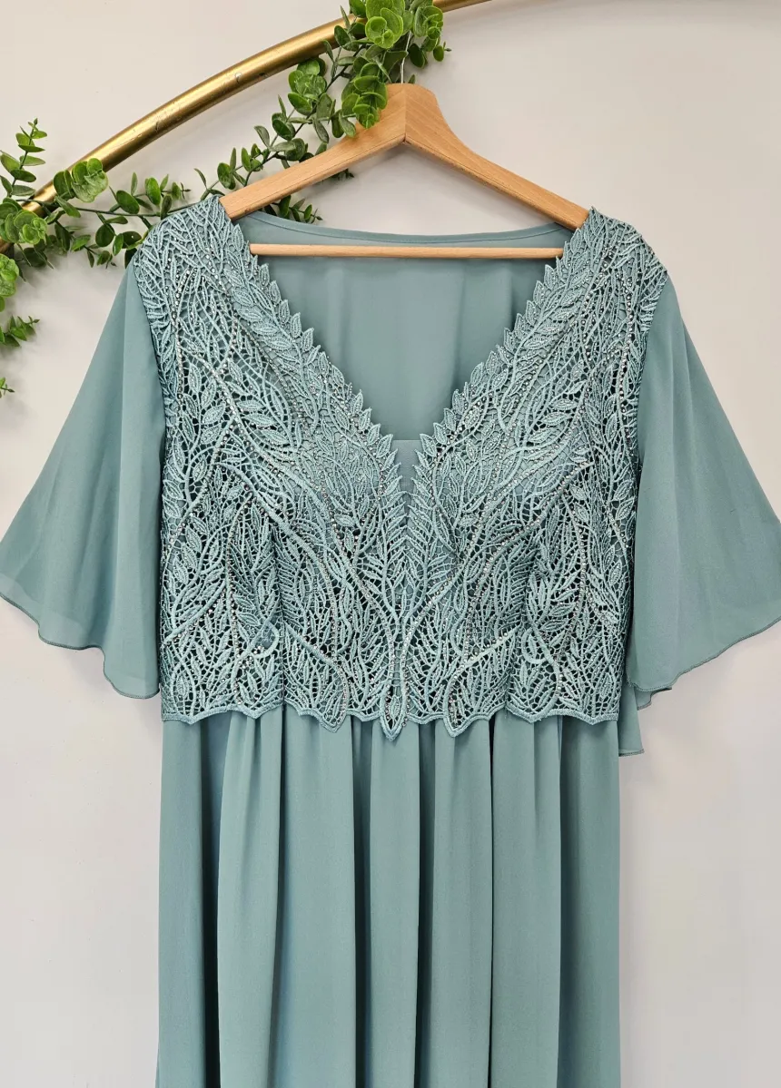 Robe cérémonie longue femme grande taille cape mousseline