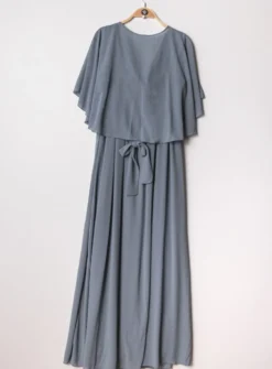 Robe cérémonie longue femme grande taille cape mousseline
