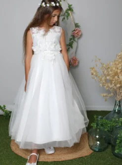 Robe cérémonie longue fille ivoire