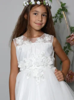 Robe cérémonie longue fille ivoire