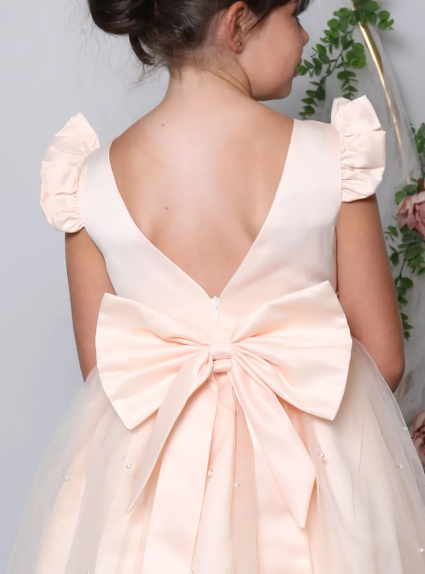 Robe cérémonie mariage longue fille Aude rose