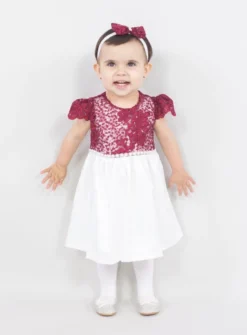 Robe cérémonie petite fille dentelle couleur + bandeau