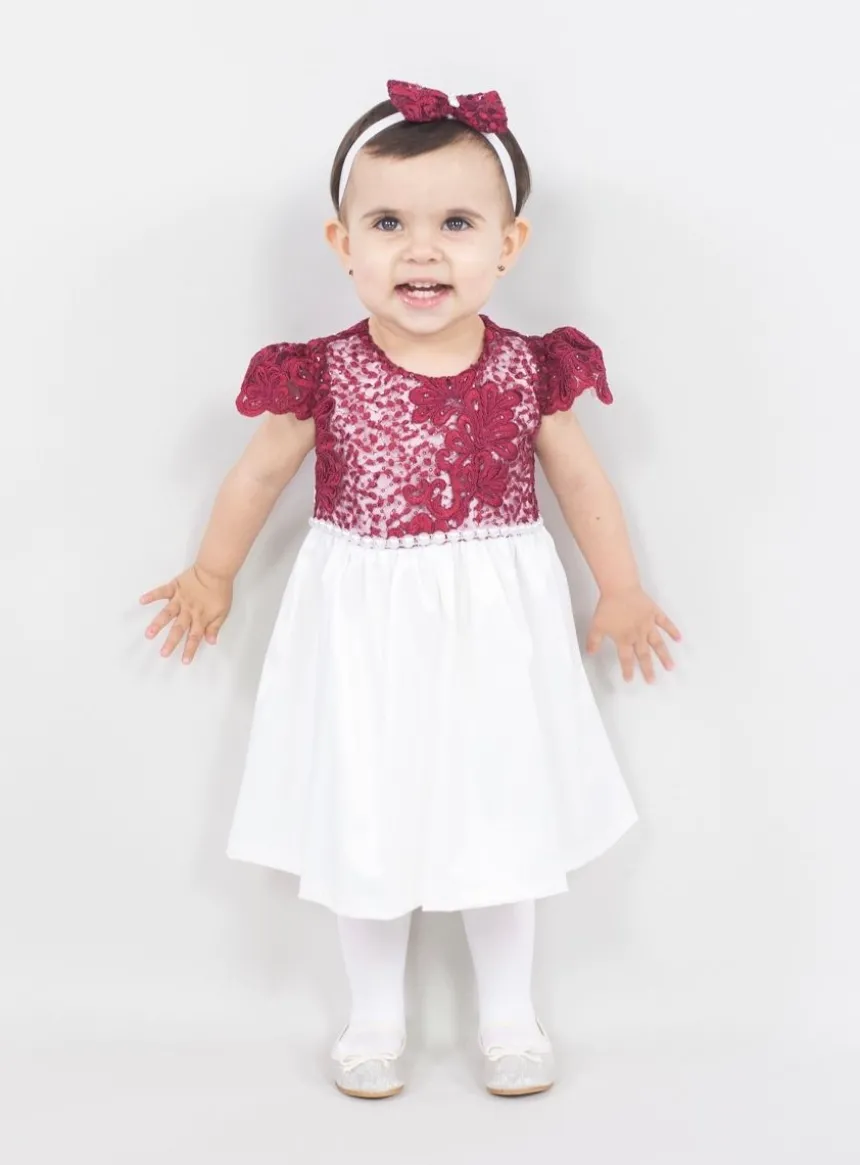 Robe cérémonie petite fille dentelle couleur + bandeau