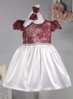 Robe cérémonie petite fille dentelle couleur + bandeau