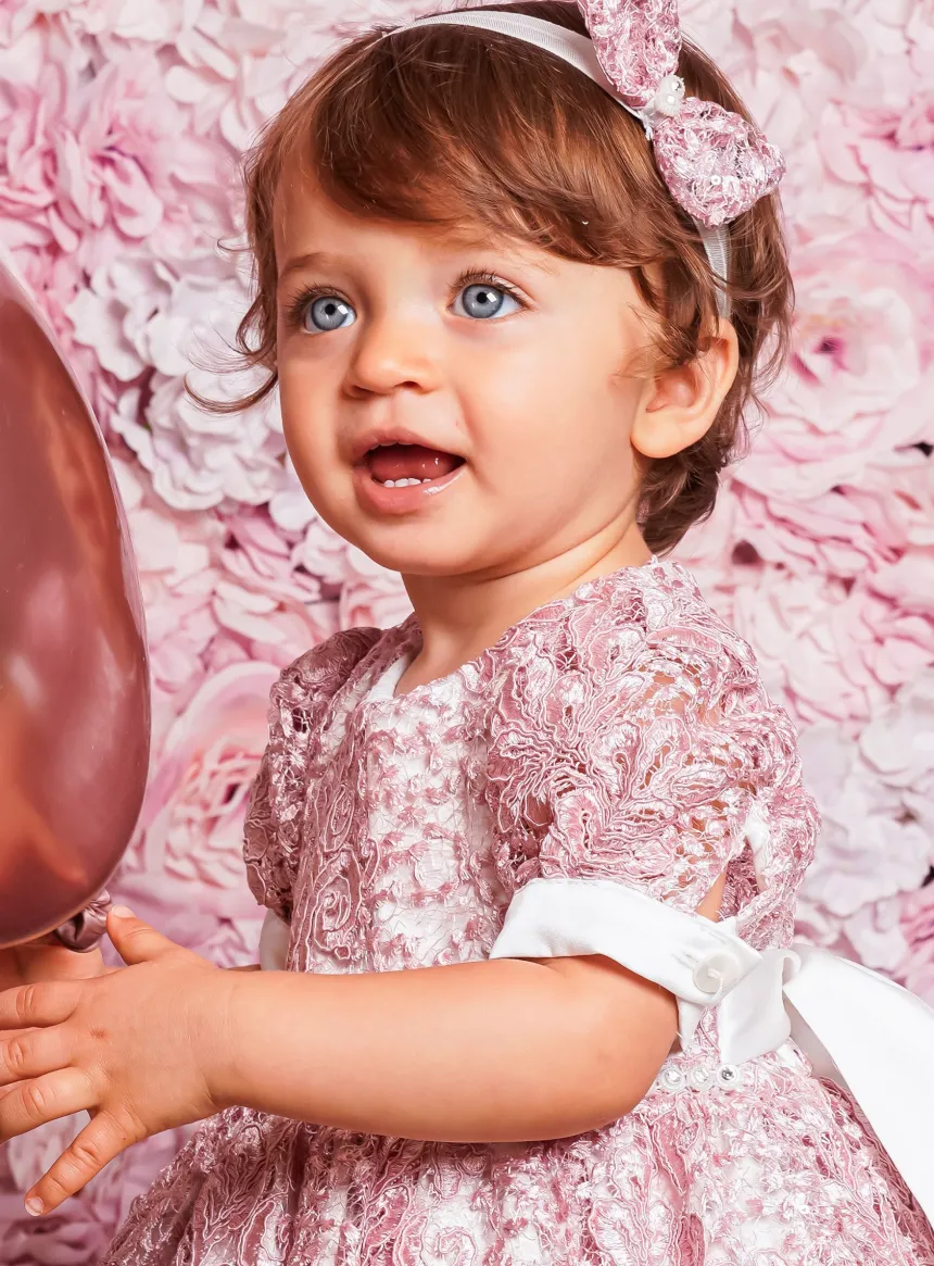 Robe cérémonie petite fille dentelle paillette + bandeau