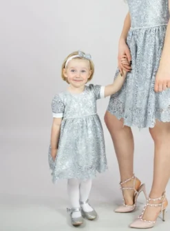 Robe cérémonie petite fille dentelle paillette + bandeau