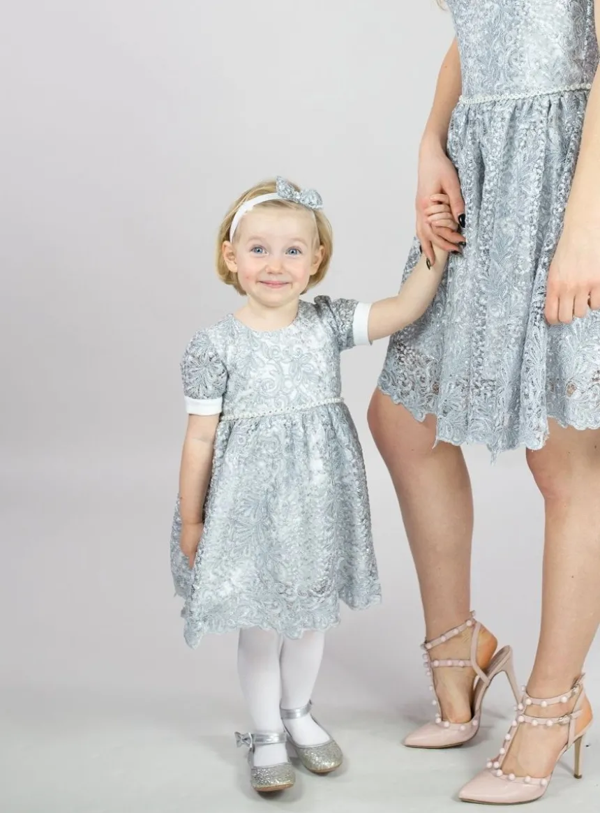 Robe cérémonie petite fille dentelle paillette + bandeau