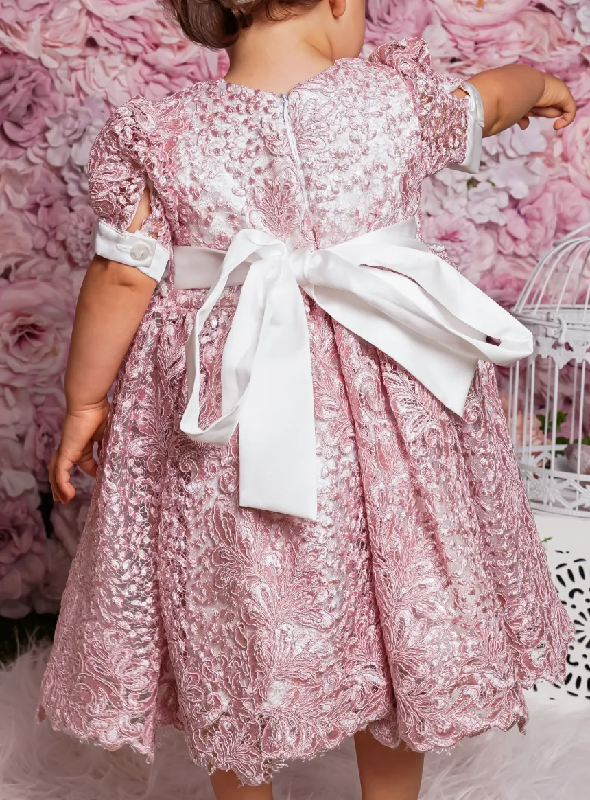 Robe cérémonie petite fille dentelle paillette + bandeau