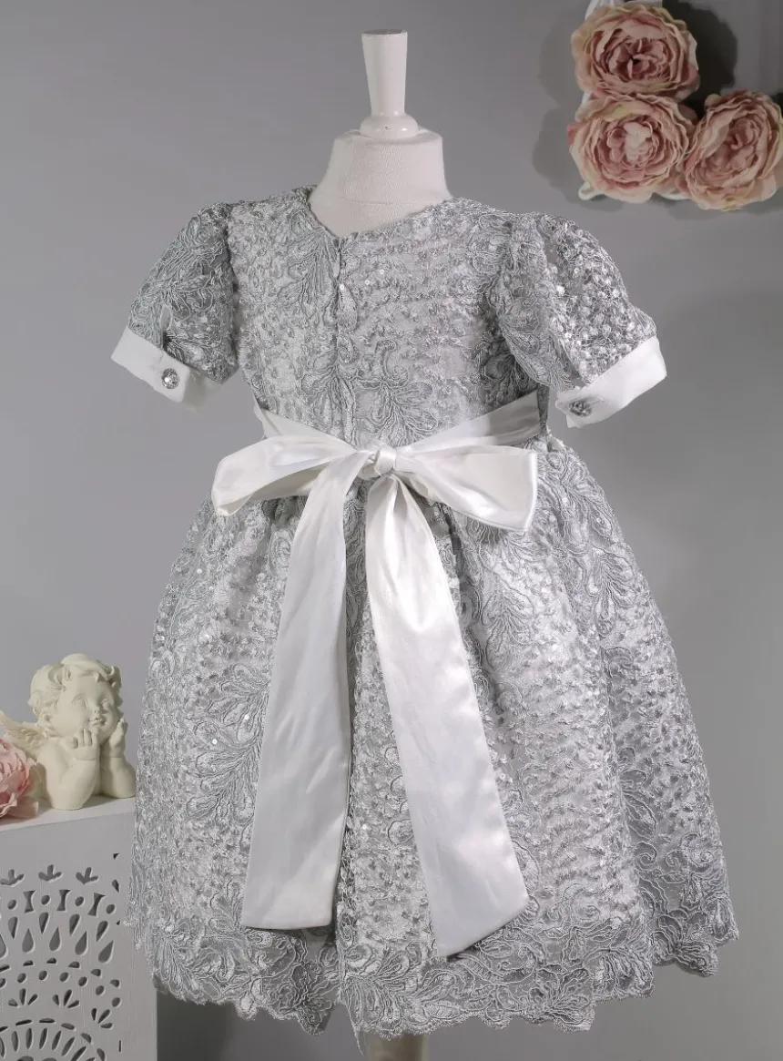 Robe cérémonie petite fille dentelle paillette + bandeau