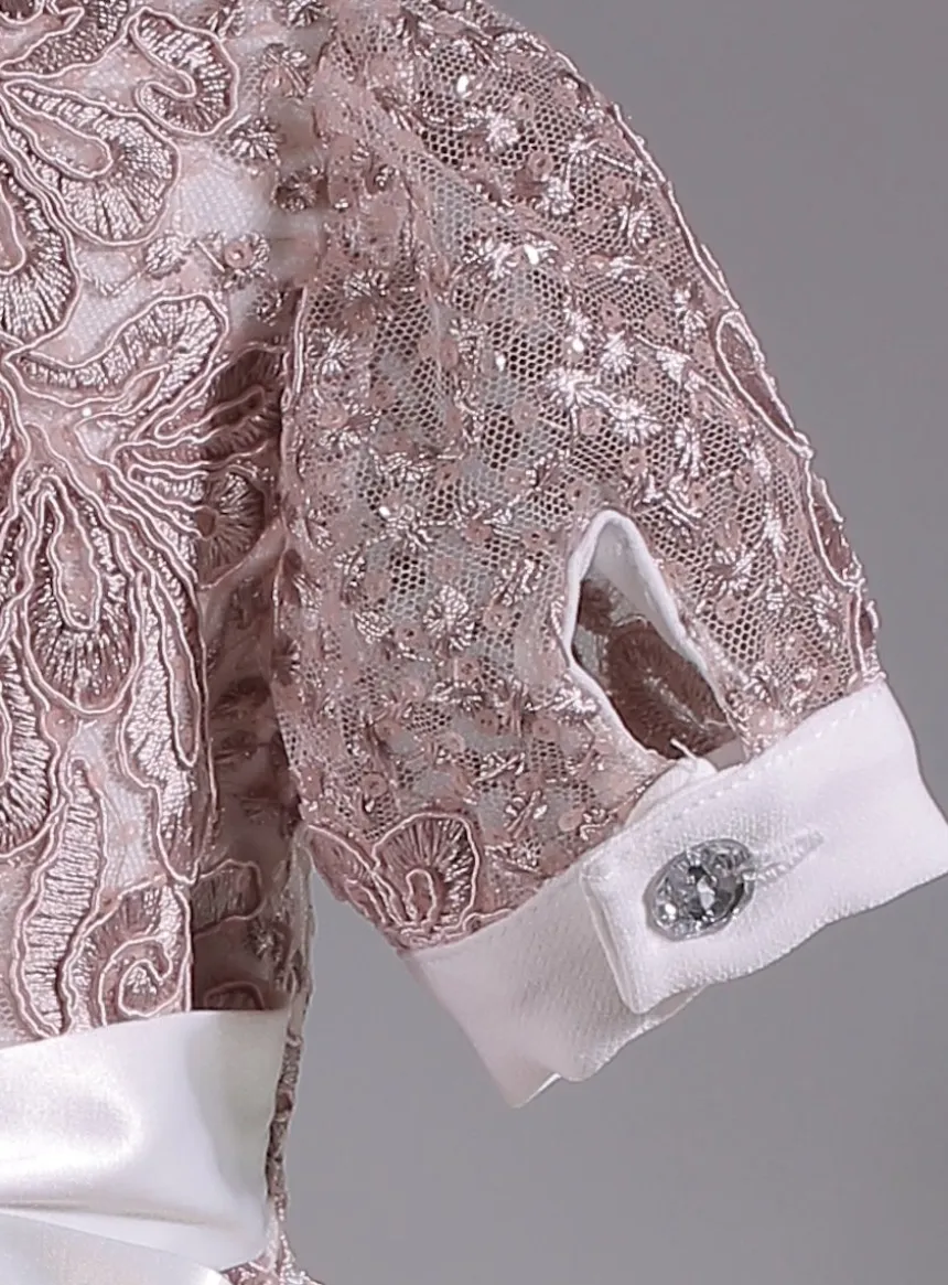 Robe cérémonie petite fille dentelle paillette + bandeau