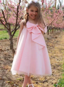 Robe cérémonie petite fille Doris avec gros noeud