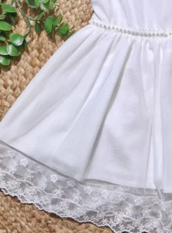 Robe de baptême bébé fille ivoire avec dentelle et perles