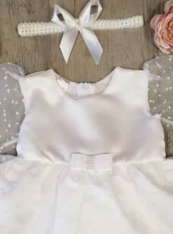 Robe de baptême blanche + bandeau Philippine