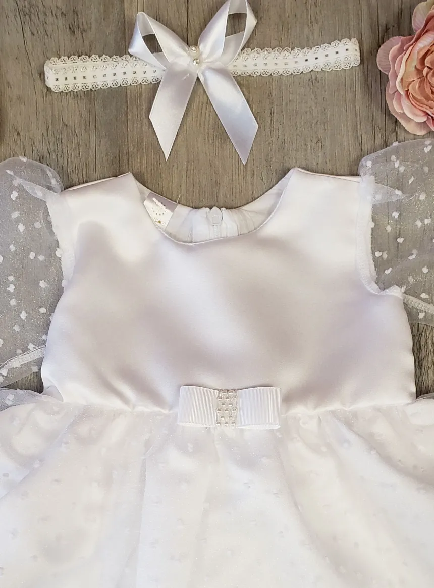 Robe de baptême blanche + bandeau Philippine