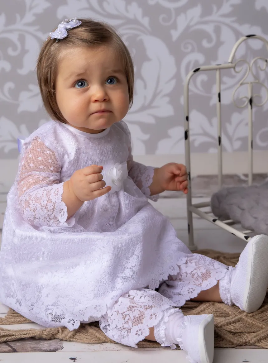 Robe de baptême + bloomer dentelle