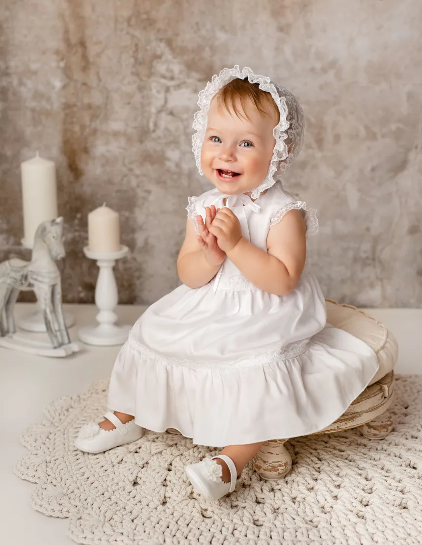 Robe de baptême courte blanche Léa