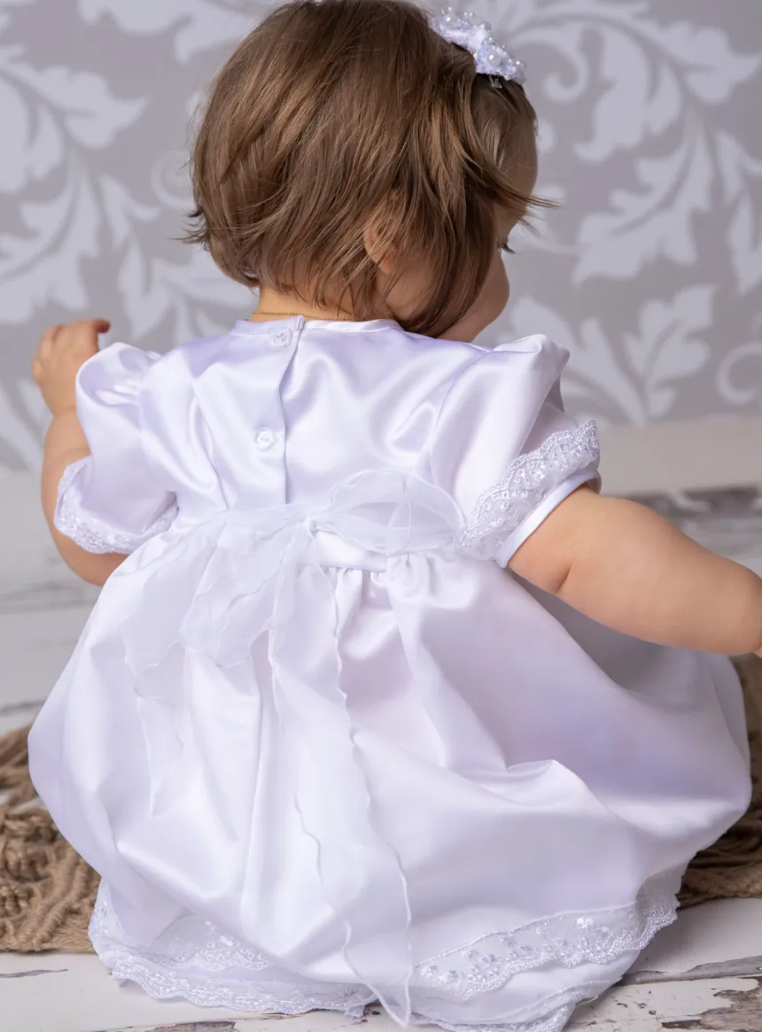 robe de baptême + culotte bloomer fille