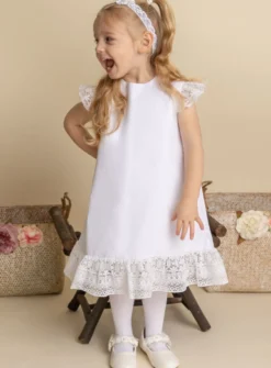 Robe de baptême Lilou coton et dentelle