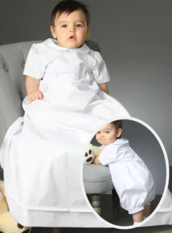 Robe de baptême longue barboteuse + jupe