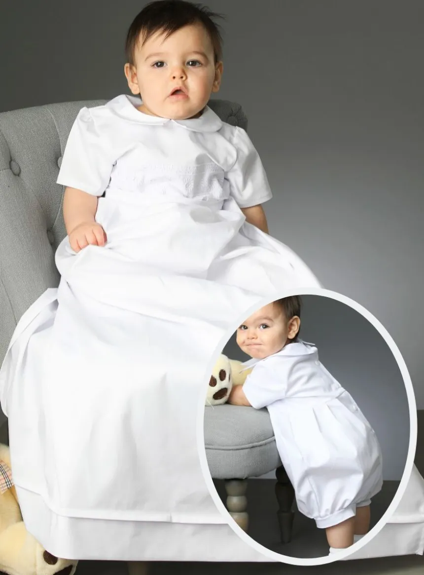 Robe de baptême longue barboteuse + jupe