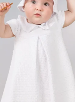 Robe de baptême longue coton + bonnet