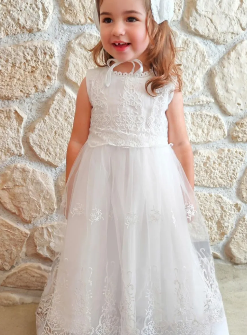 Robe de baptême longue et traditionnelle avec bonnet