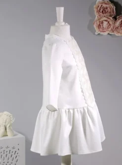 Robe de baptême manches longues dentelle