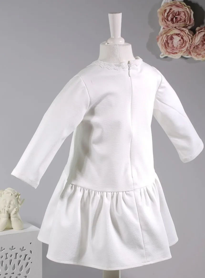 Robe de baptême manches longues dentelle