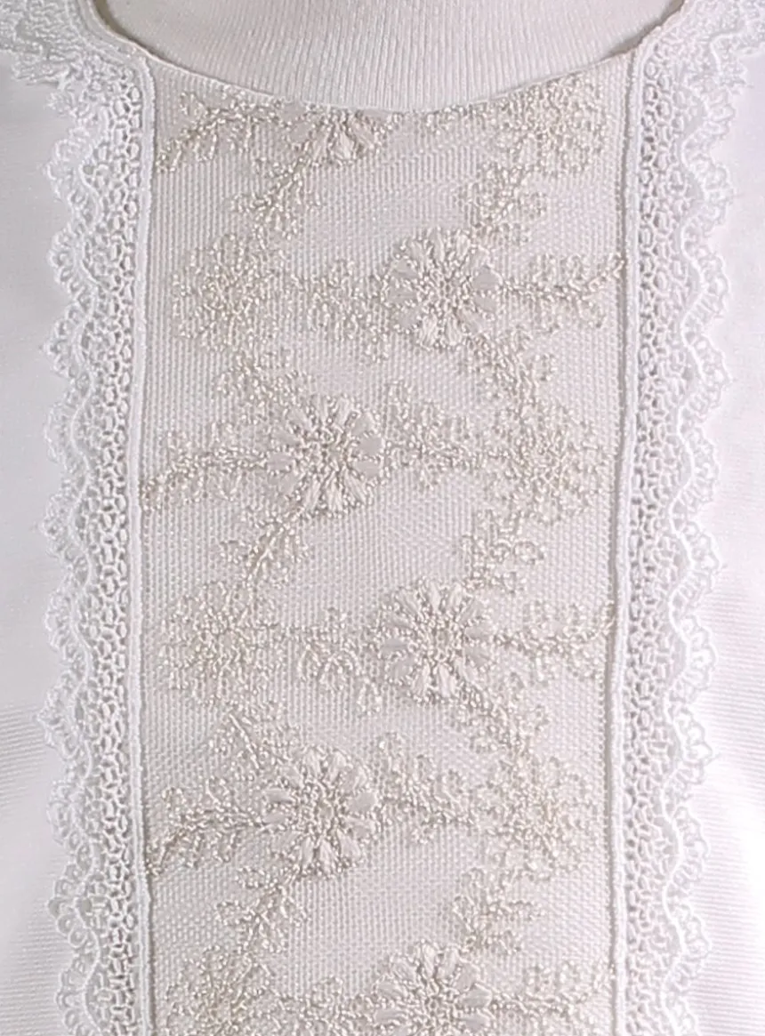 Robe de baptême manches longues dentelle