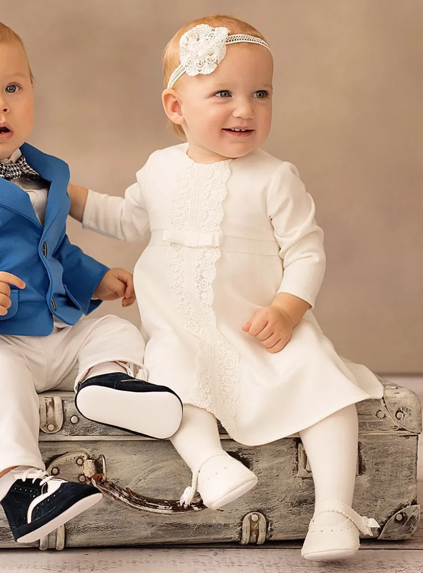 Robe de baptême manches longues hiver dentelle