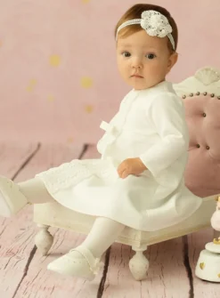 Robe de baptême manches longues hiver dentelle