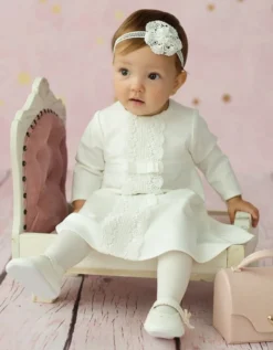 Robe de baptême manches longues hiver dentelle
