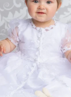 Robe de baptême traditionnelle Adèle avec Cape et bonnet