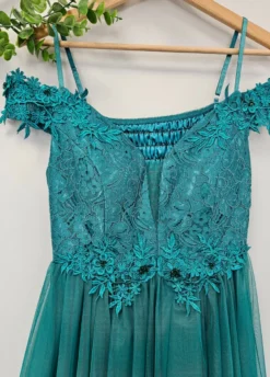 Robe de cocktail courte femme dentelle et mousseline