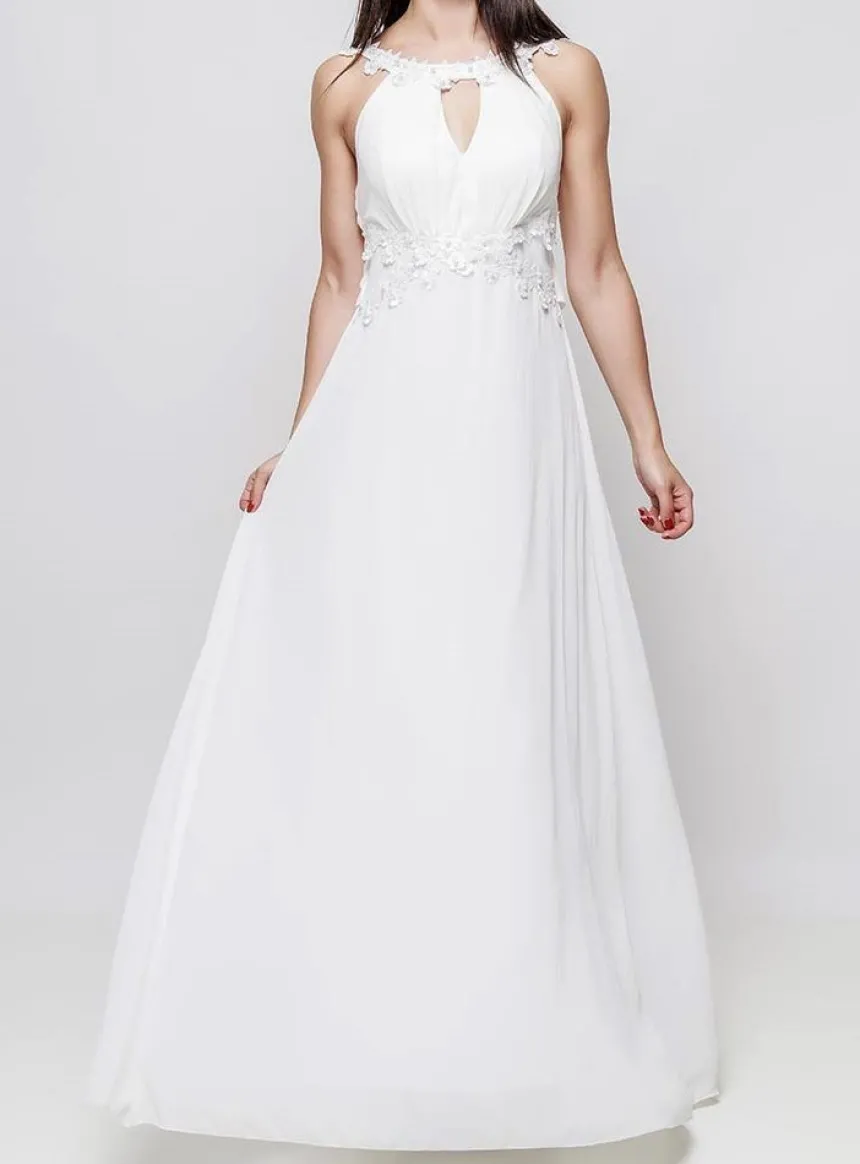 Robe de cocktail longue femme Hilarion Ivoire - Ecru
