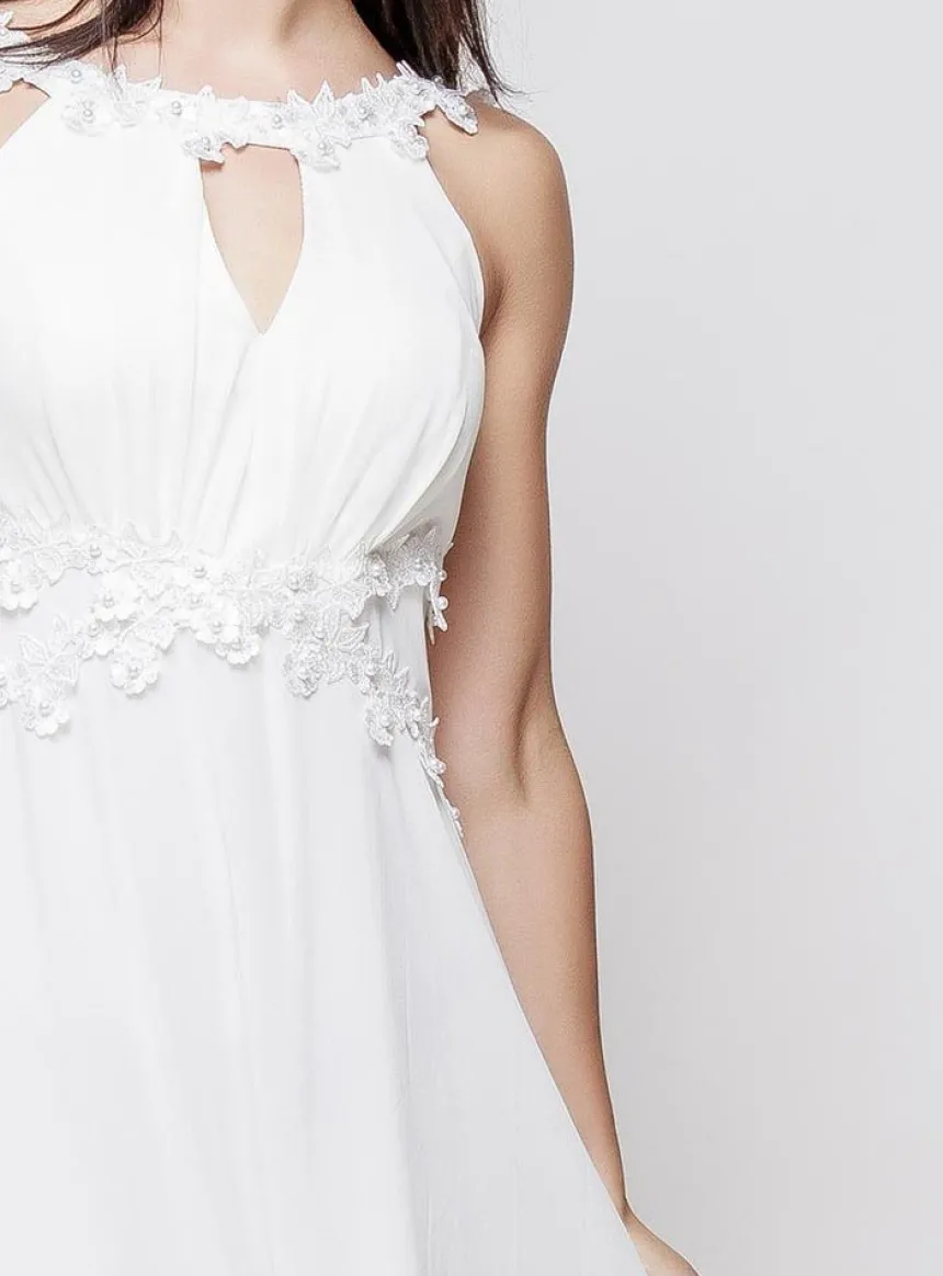 Robe de cocktail longue femme Hilarion Ivoire - Ecru