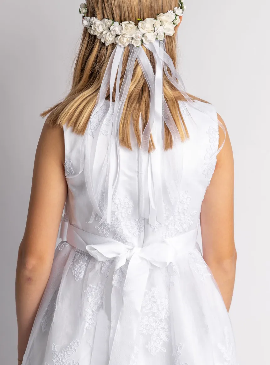 Robe de communion courte Sofia dentelle Blanc 8 ans