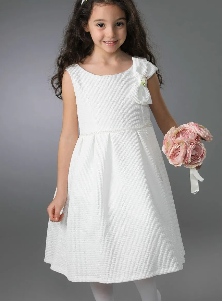 Robe de communion noeud et fleurs